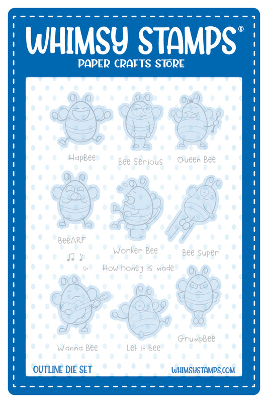 Bizzy Bees 2 Outline Die Set - Whimsy Stamps