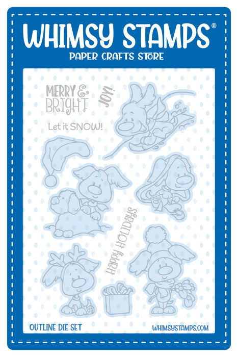Christmas Doggies Outlines Die Set - Whimsy Stamps