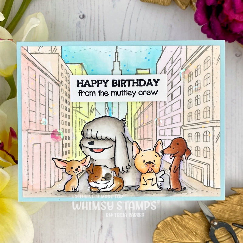 City Street Background Rubber Cling Stamp - Whimsy Stamps