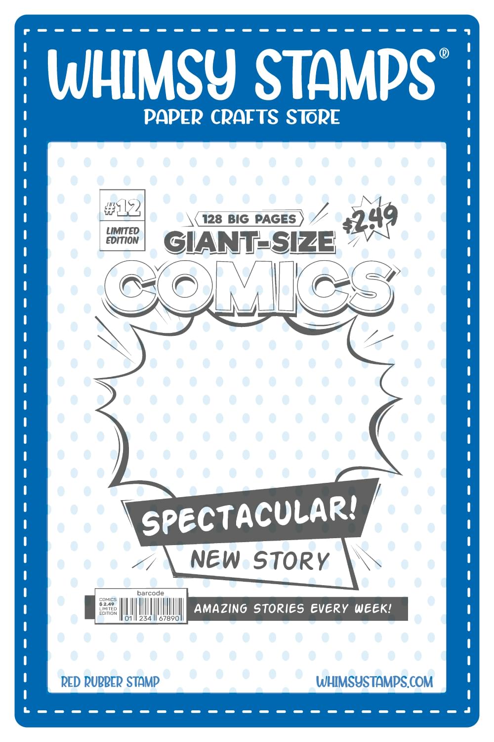 Comic Book Page Rubber Cling Stamp - Whimsy Stamps