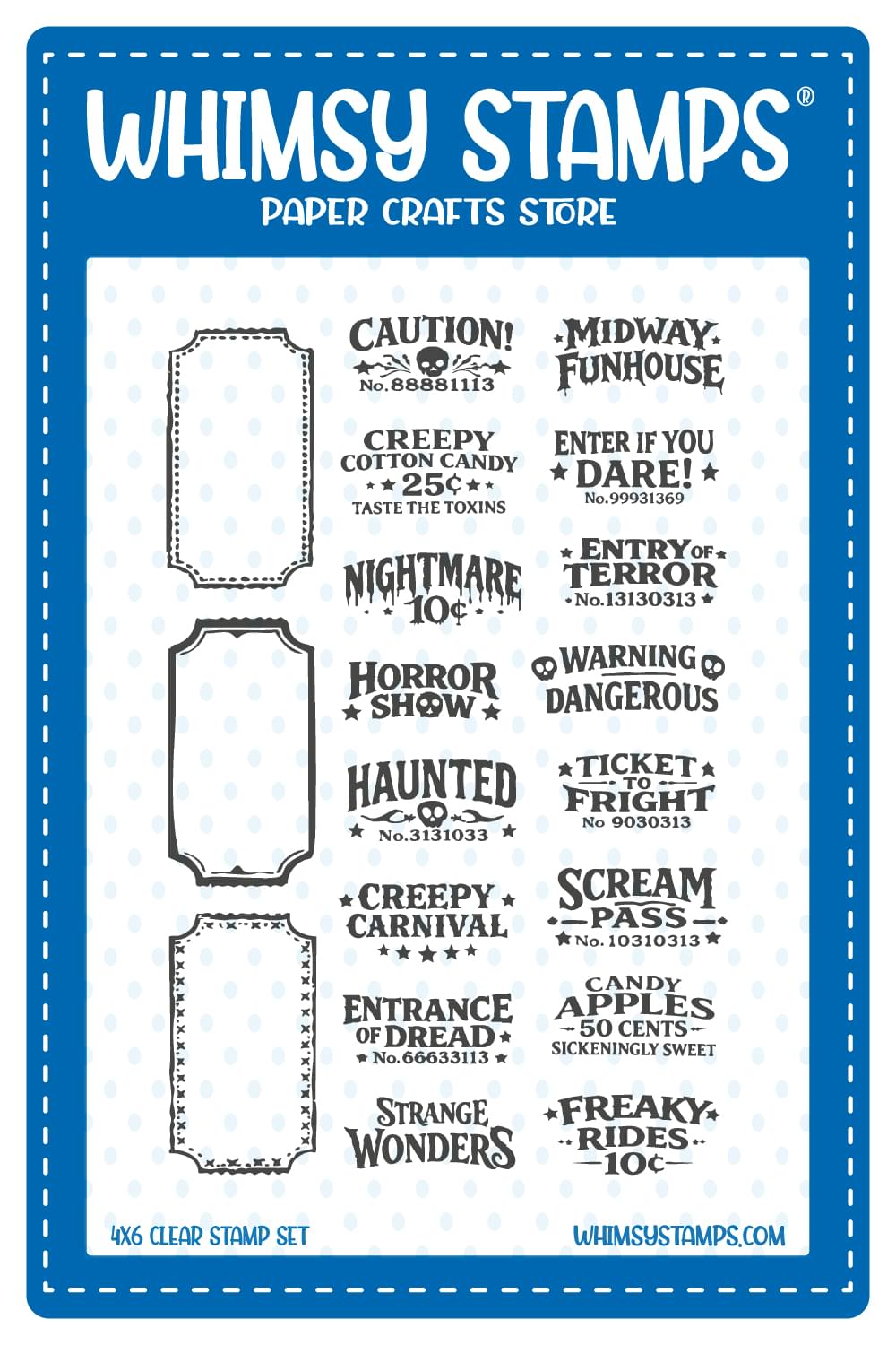 Creepy Carnival Ticket Stubs Clear Stamps - Whimsy Stamps