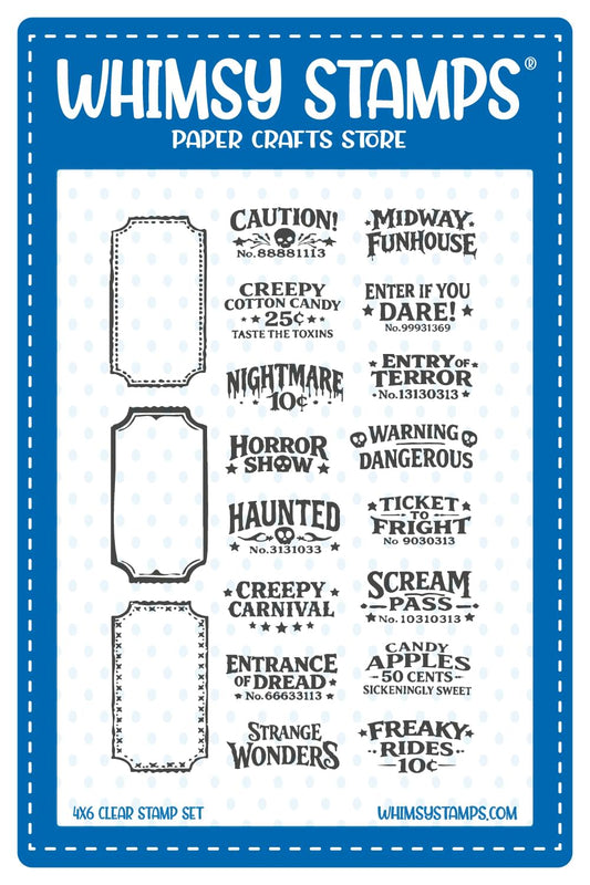 Creepy Carnival Ticket Stubs Clear Stamps - Whimsy Stamps