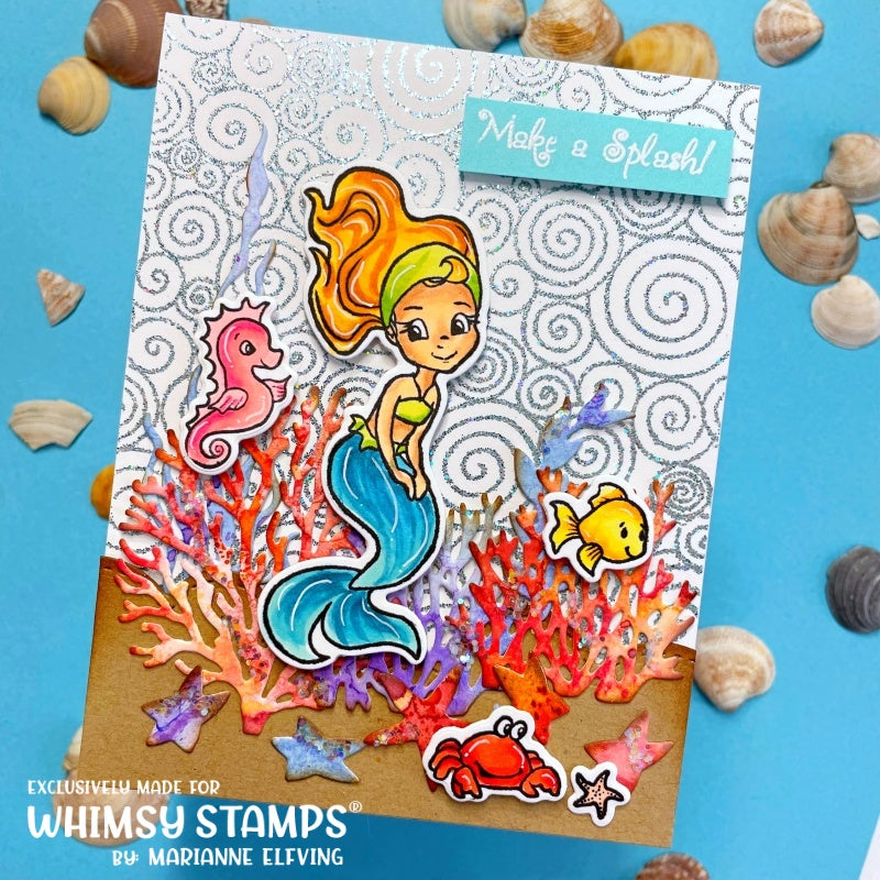 Curly Q's Background Rubber Cling Stamp - Whimsy Stamps