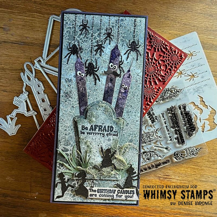 Slimline Spider Webs Background Rubber Cling Stamp - Whimsy Stamps