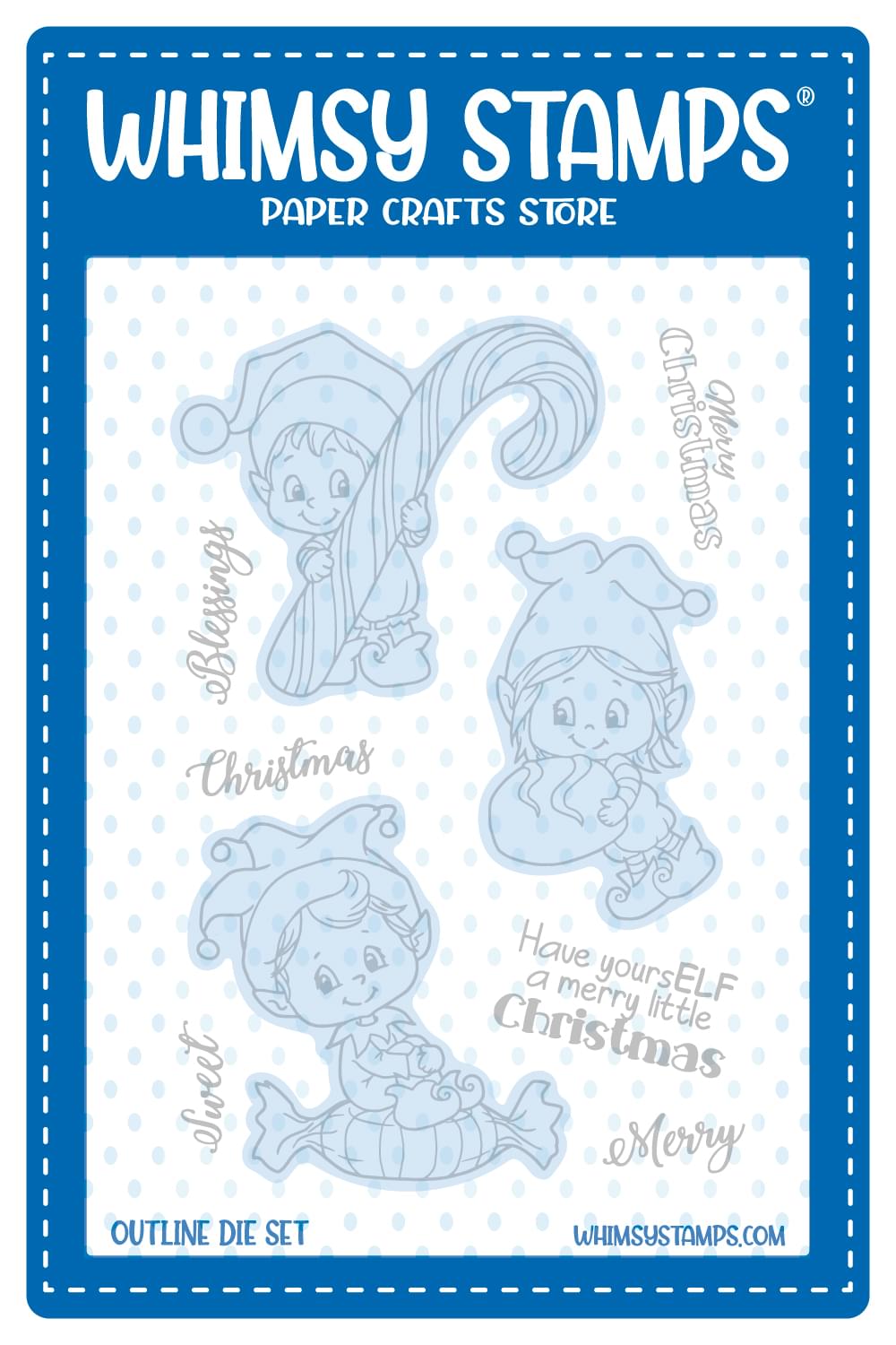 Elves on Christmas Outline Die Set - Whimsy Stamps