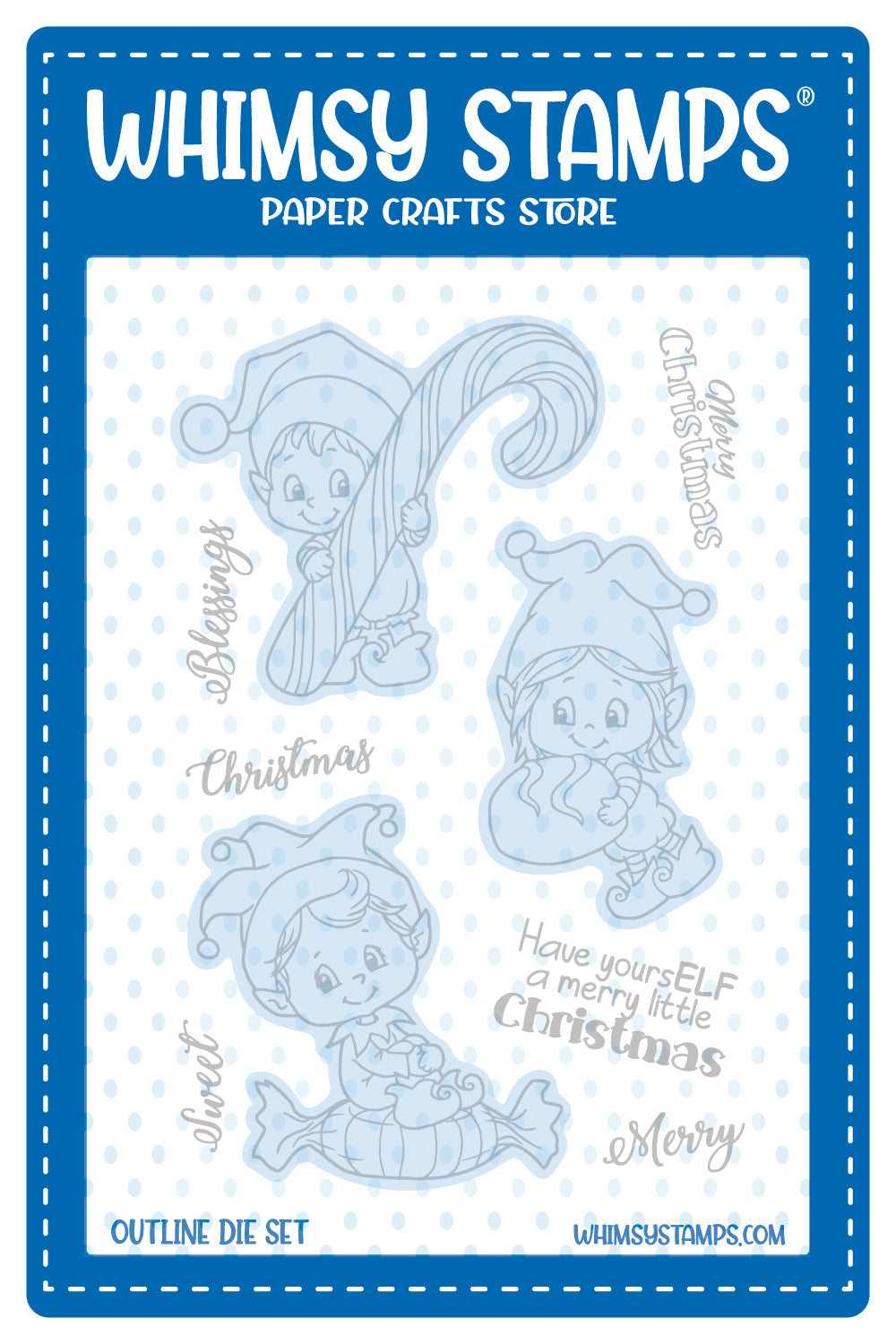 Elves on Christmas Outline Die Set - Whimsy Stamps