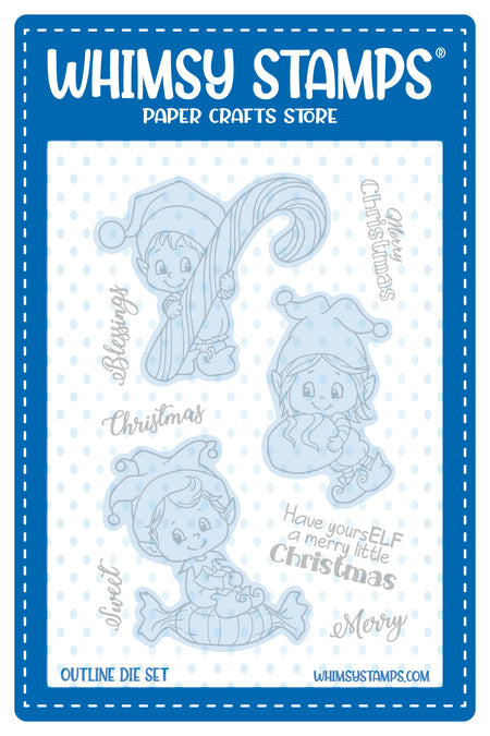 Elves on Christmas Outline Die Set - Whimsy Stamps