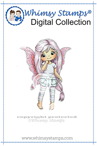 Fairy Shy - Digital Stamp - Whimsy Stamps