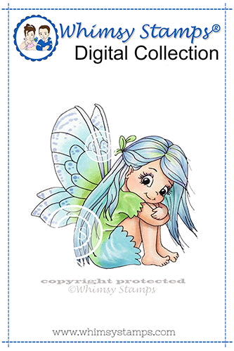 Fairy Sitting - Digital Stamp - Whimsy Stamps