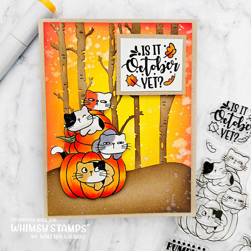 Pumpkin Kitties Clear Stamps - Whimsy Stamps