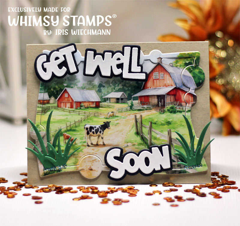 Get Well Soon Word and Shadow Die Set - Whimsy Stamps