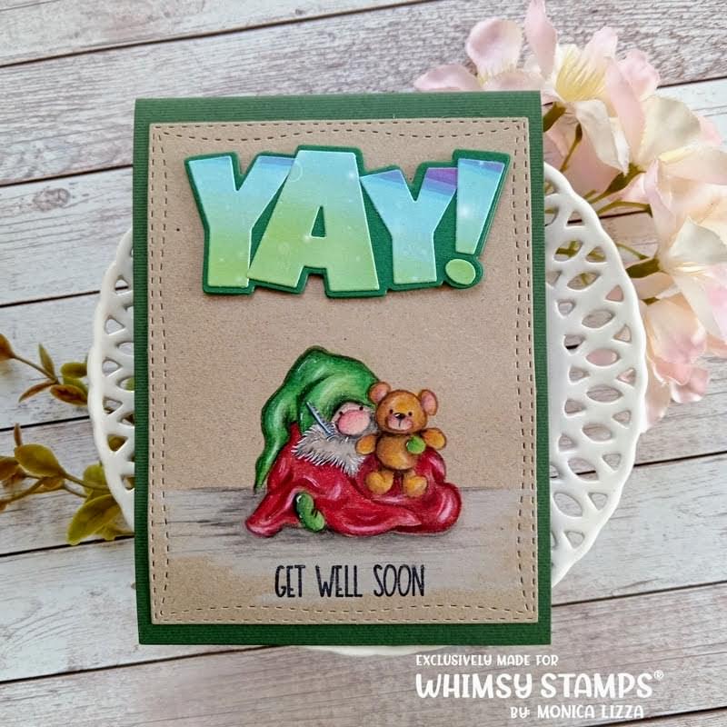 Gnome Get Well Clear Stamps - Whimsy Stamps