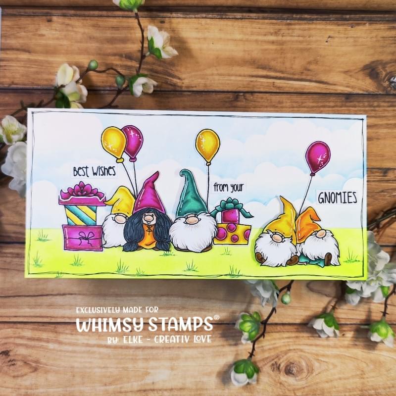 Gnome Party Row Clear Stamps - Whimsy Stamps