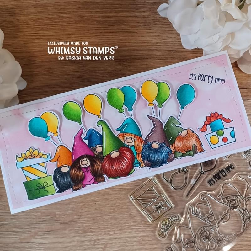 Gnome Party Row Clear Stamps - Whimsy Stamps