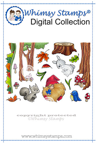Gnome Make a Scene Forest - Digital Stamp Set - Whimsy Stamps
