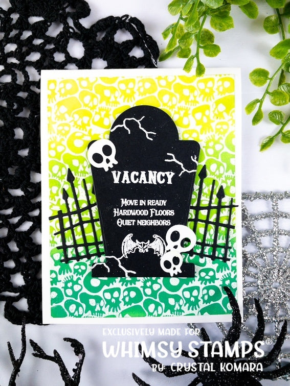 Goth Skulls Background Rubber Cling Stamp - Whimsy Stamps