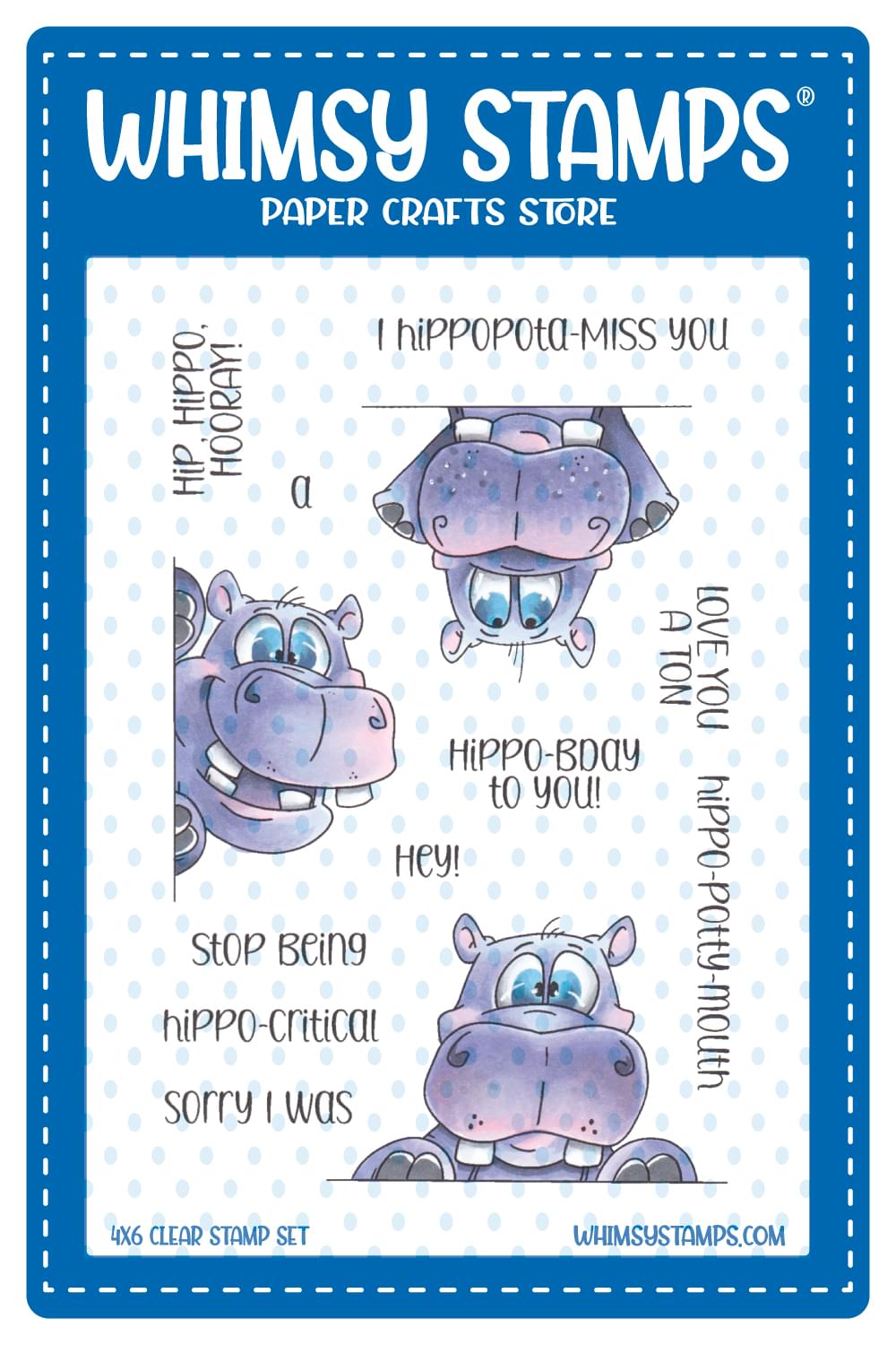 Happy Hippos Clear Stamps - Clear Stamps - Whimsy Stamps
