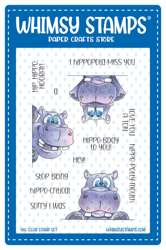 Happy Hippos Clear Stamps - Clear Stamps - Whimsy Stamps