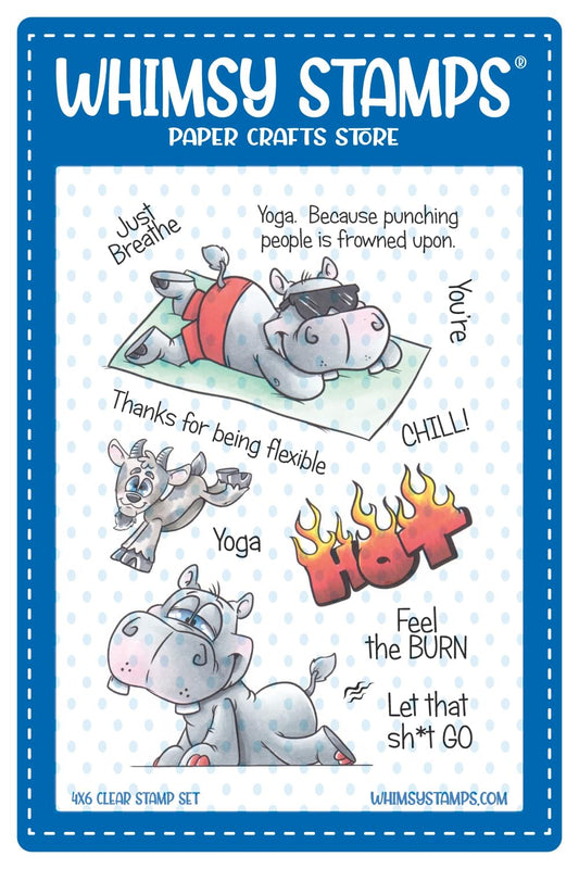 Hippo Yoga Clear Stamps - Whimsy Stamps