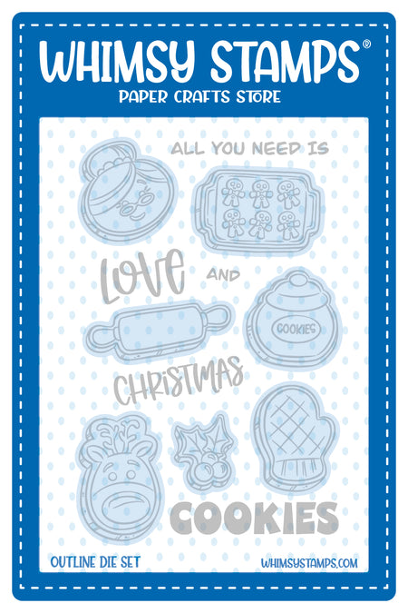 Love and Christmas Cookies Outline Die Set - Whimsy Stamps