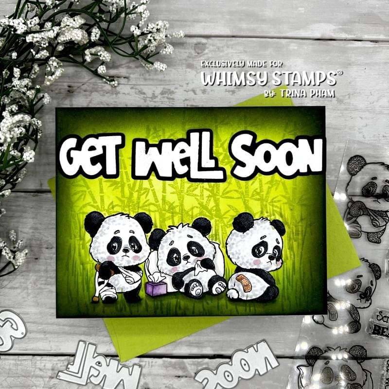 Panda Get Well Clear Stamps - Whimsy Stamps