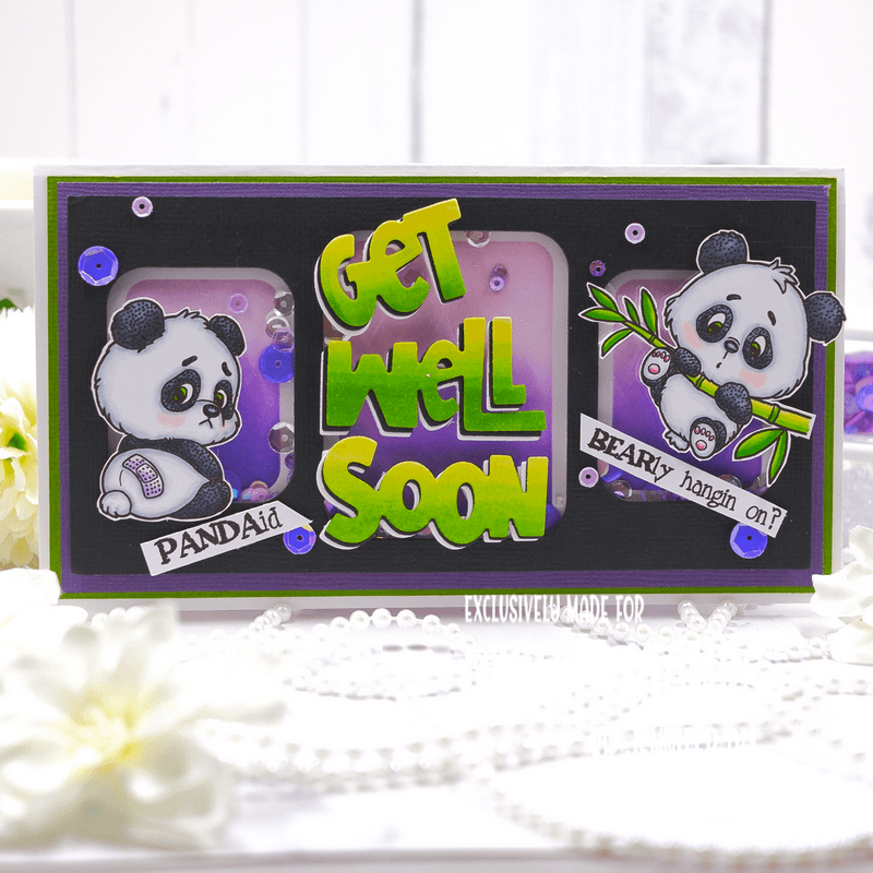 Panda Get Well Clear Stamps - Whimsy Stamps