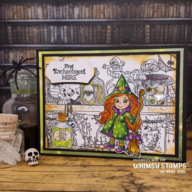 Potions Cupboard Rubber Cling Stamp - Whimsy Stamps