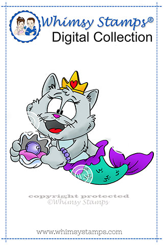 PurrMaid Pearl - Digital Stamp - Whimsy Stamps