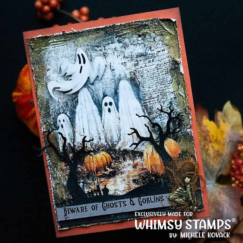 Quick Card Fronts - Grunge Ghosts - Whimsy Stamps
