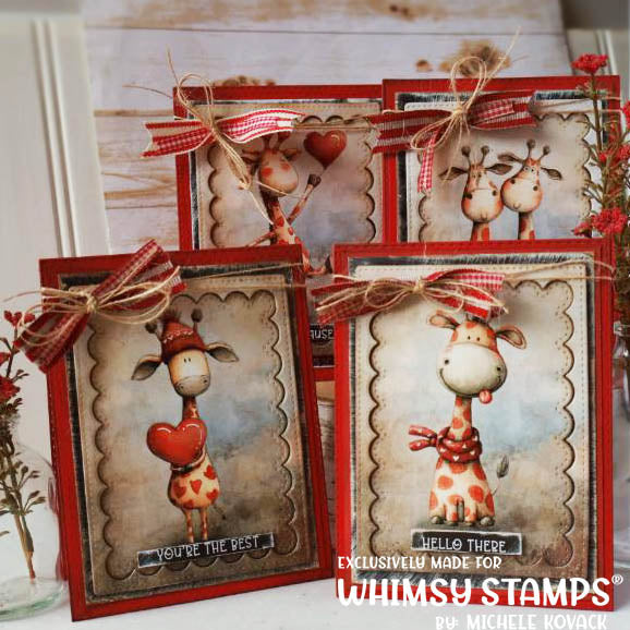 Quick Card Fronts - Heartfelt Giraffes 1 - Whimsy Stamps