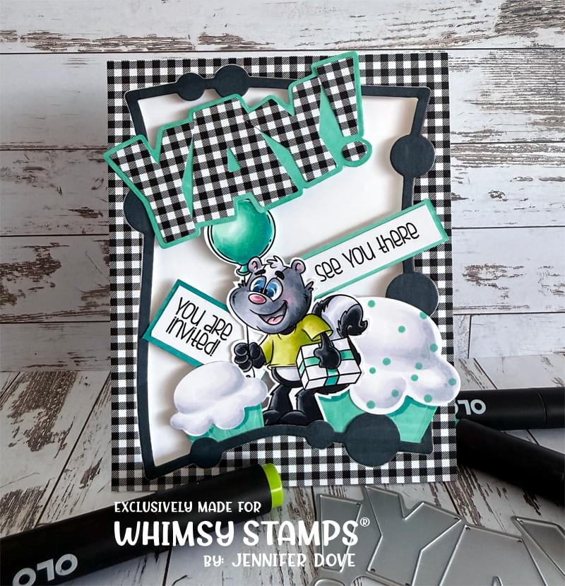 Skunks Happy Day Clear Stamps - Whimsy Stamps