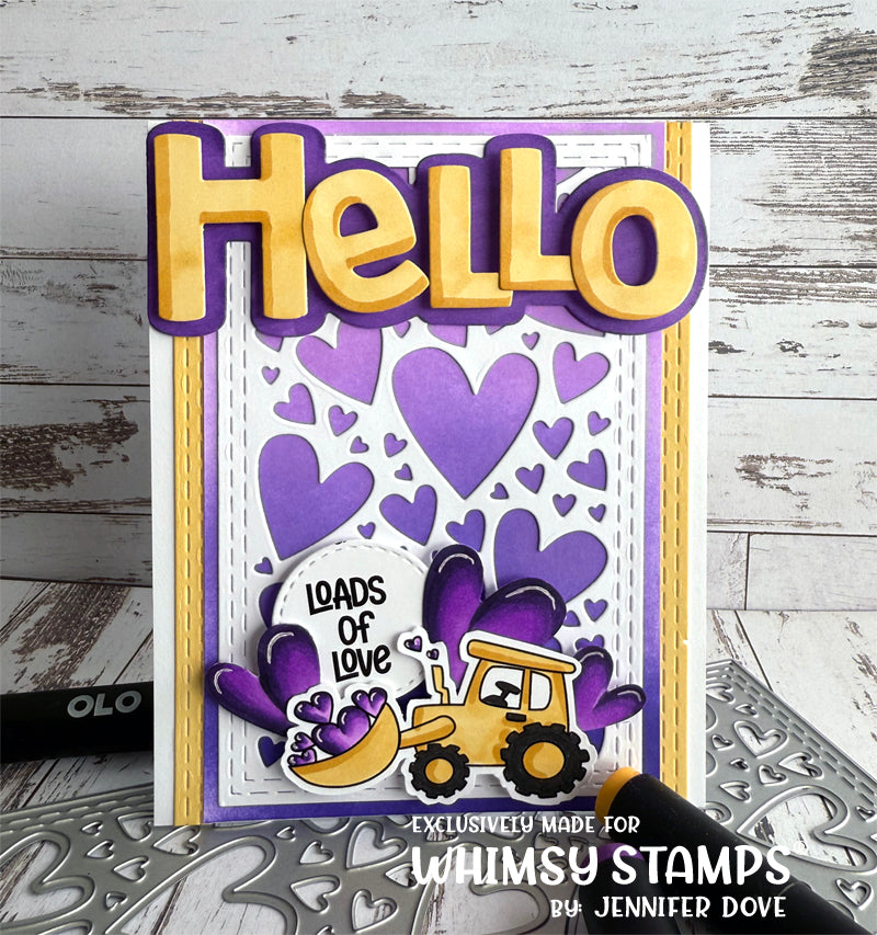 Slimline Hearts Background Die - Whimsy Stamps