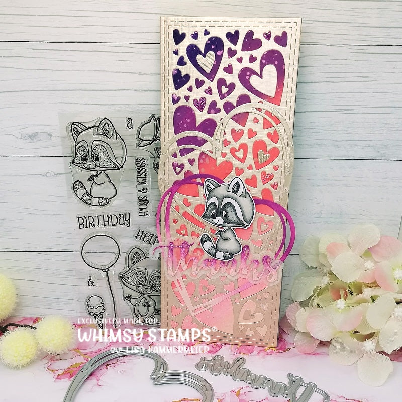 Slimline Hearts Background Die - Whimsy Stamps
