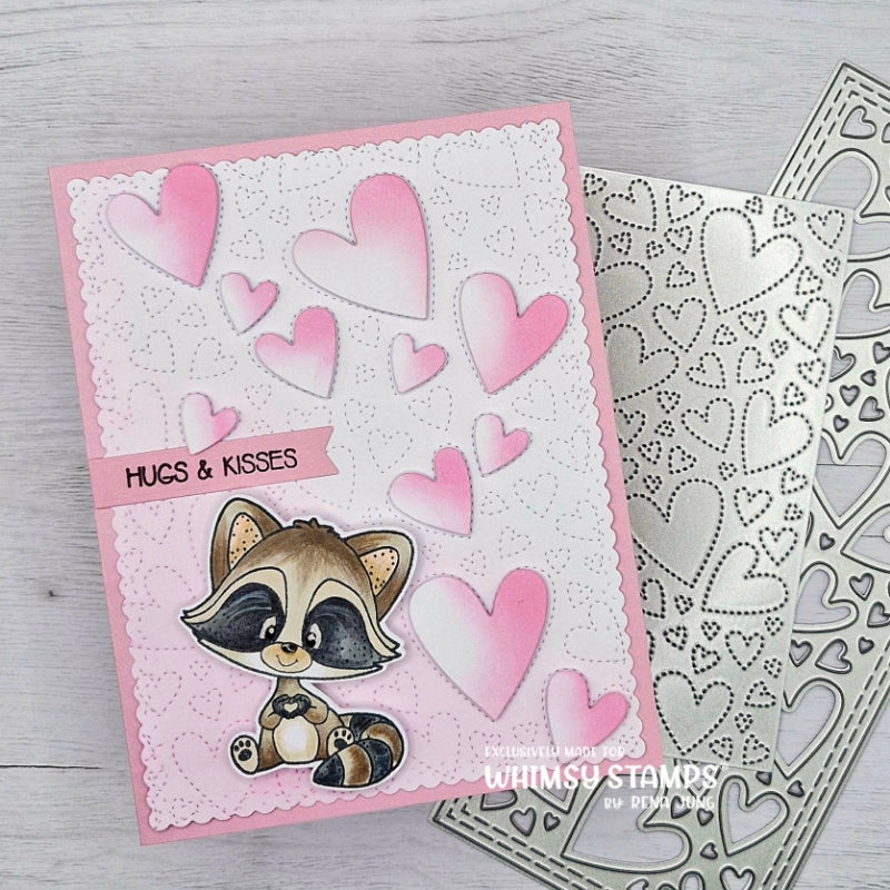 Slimline Hearts Background Die - Whimsy Stamps