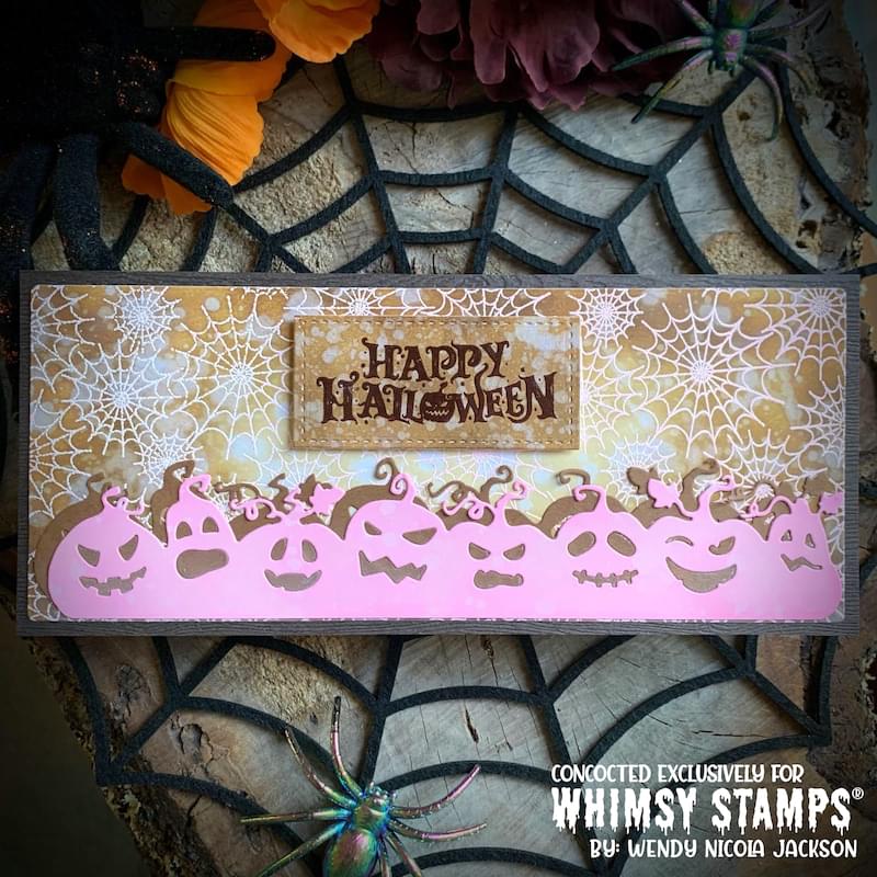 Slimline Spider Webs Background Rubber Cling Stamp - Whimsy Stamps