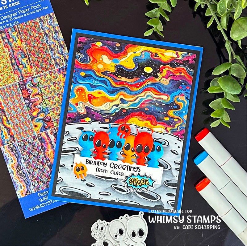 Slimline Paper Pack - Retro Vibes - Whimsy Stamps