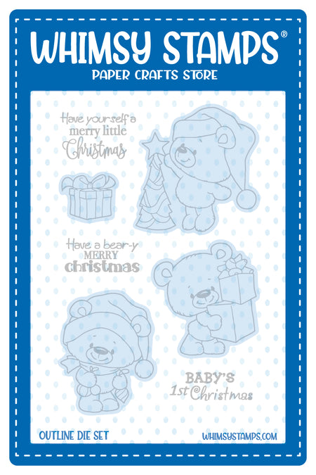Teddy Bear Christmas Eve Outlines Die Set - Whimsy Stamps