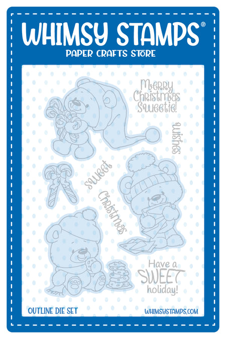 Teddy Bear Christmas Sweets Outline Die Set - Whimsy Stamps