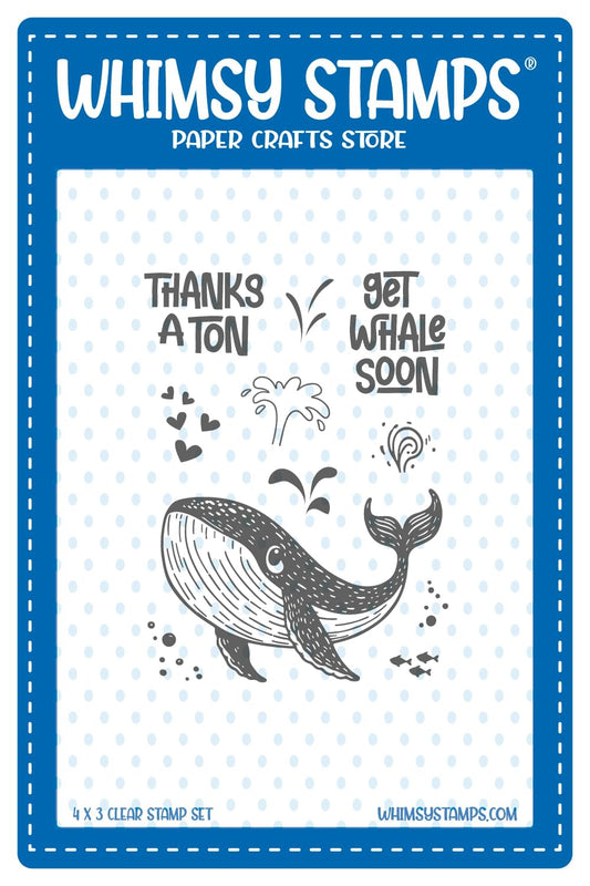 4x3 clear stamp set with a whale image and sentiments