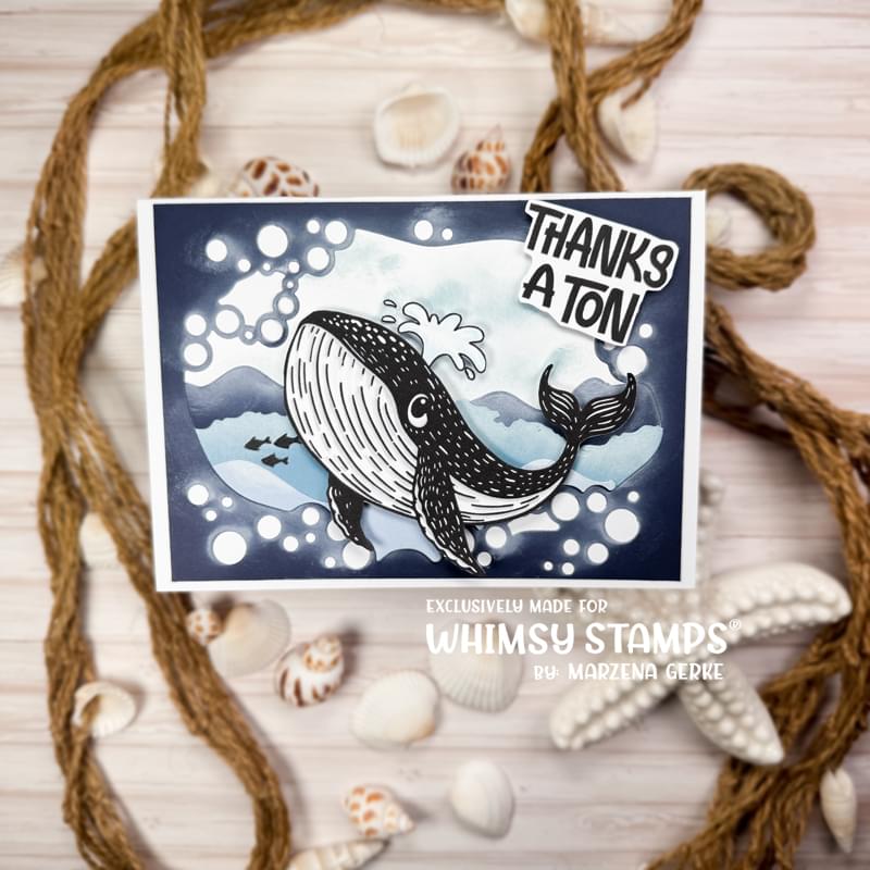 Handmade card sample featuring a whale and sentiments 
