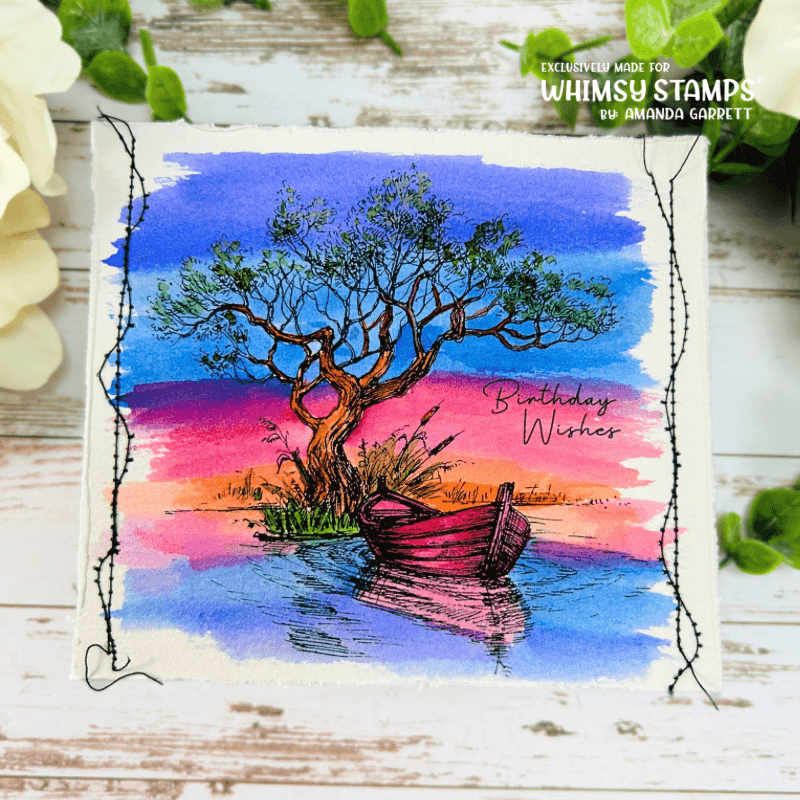 Tranquil Wishes Rubber Cling Stamp - Whimsy Stamps