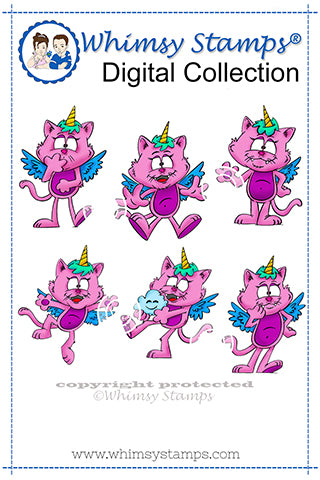 Uni-Kitties Set - Digital Stamp - Whimsy Stamps