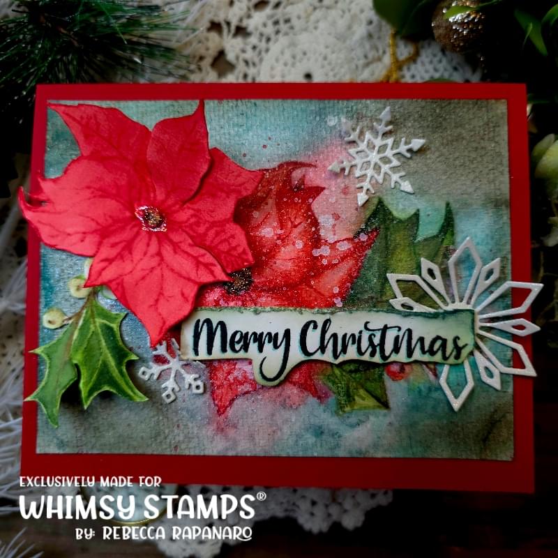 Vintage Poinsettia Clear Stamps - Whimsy Stamps