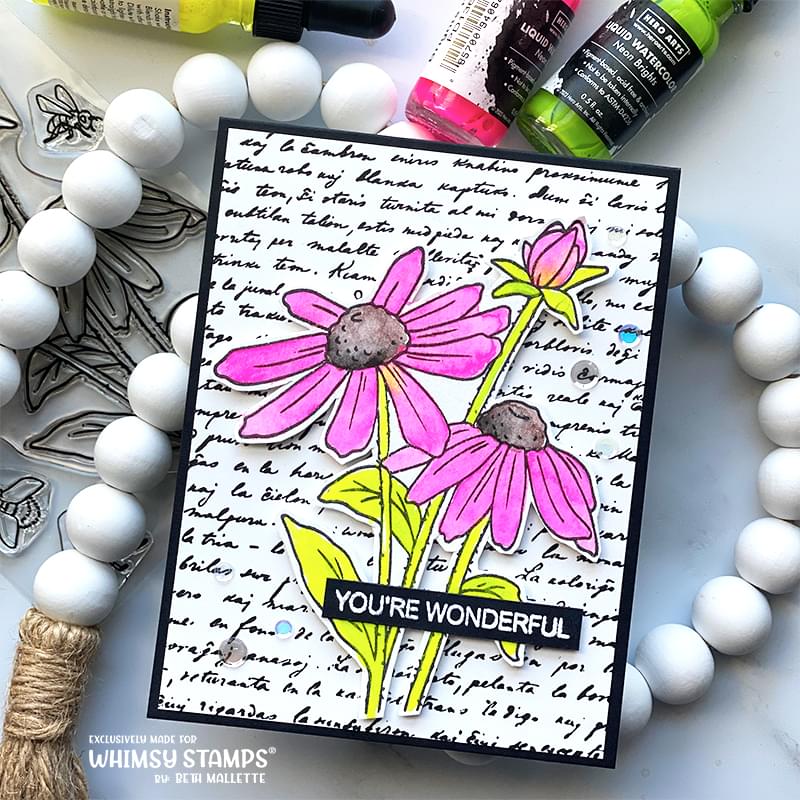 Vintage Script Background Rubber Cling Stamp - Whimsy Stamps