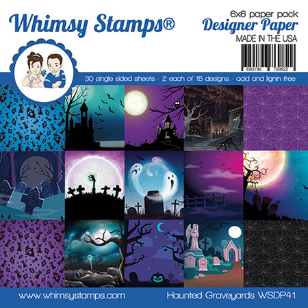**NEW 6x6 Paper Pack - Haunted Graveyards - Whimsy Stamps