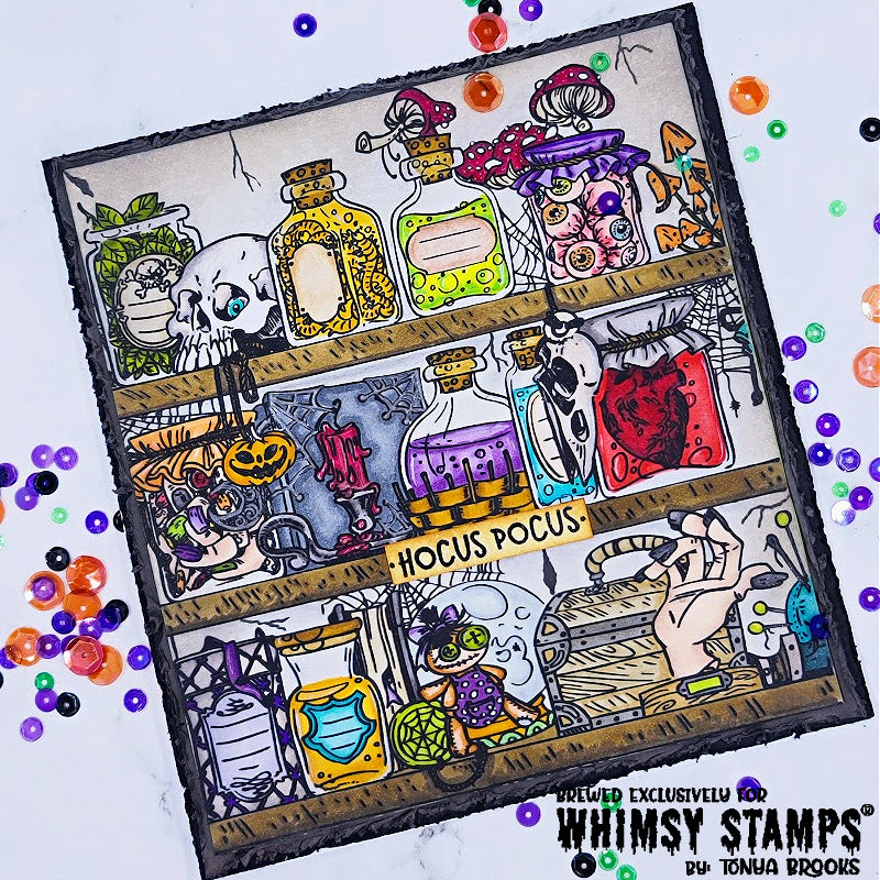 **NEW Potions Cupboard Rubber Cling Stamp - Whimsy Stamps