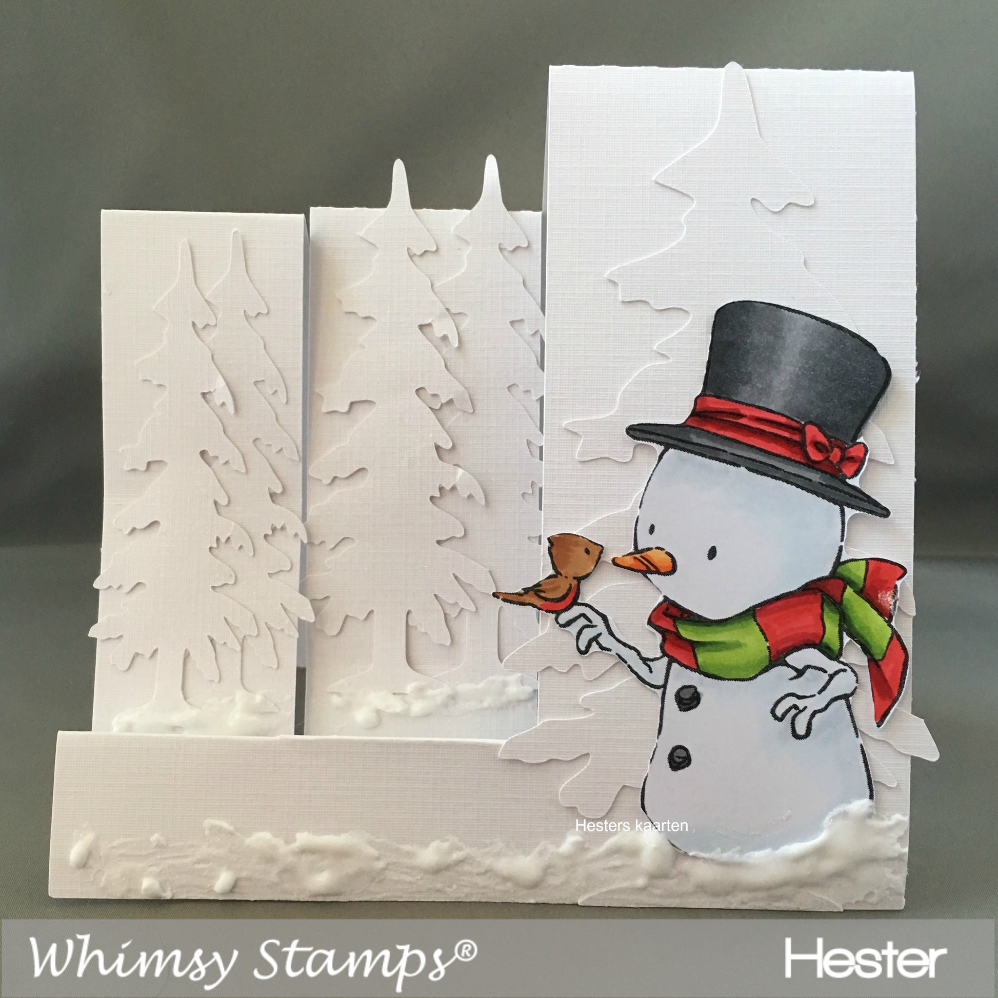 Snowman and Bird - Digital Stamp - Whimsy Stamps