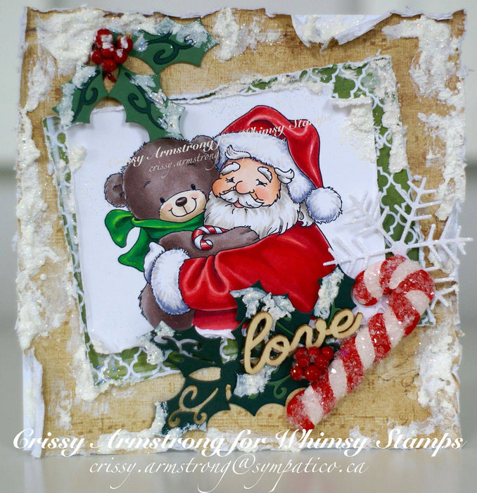Santa and Teddy Portrait - Digital Stamp - Whimsy Stamps