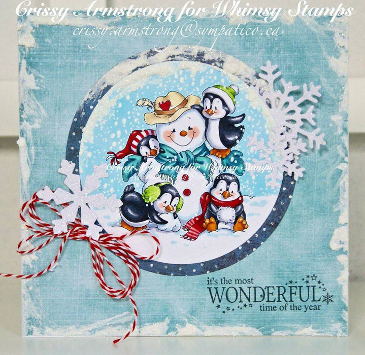 Penguins Build a Snowman - Digital Stamp - Whimsy Stamps