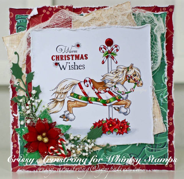 Carousel Horse Jingle Bell Ride - digital stamp - Whimsy Stamps